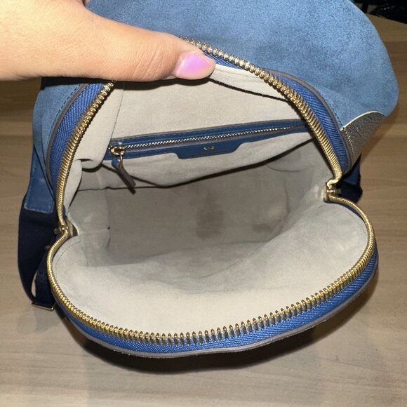 Anya Hindmarch Silver Cloud Blue Suede Mini Backpack - Picture 12 of 16